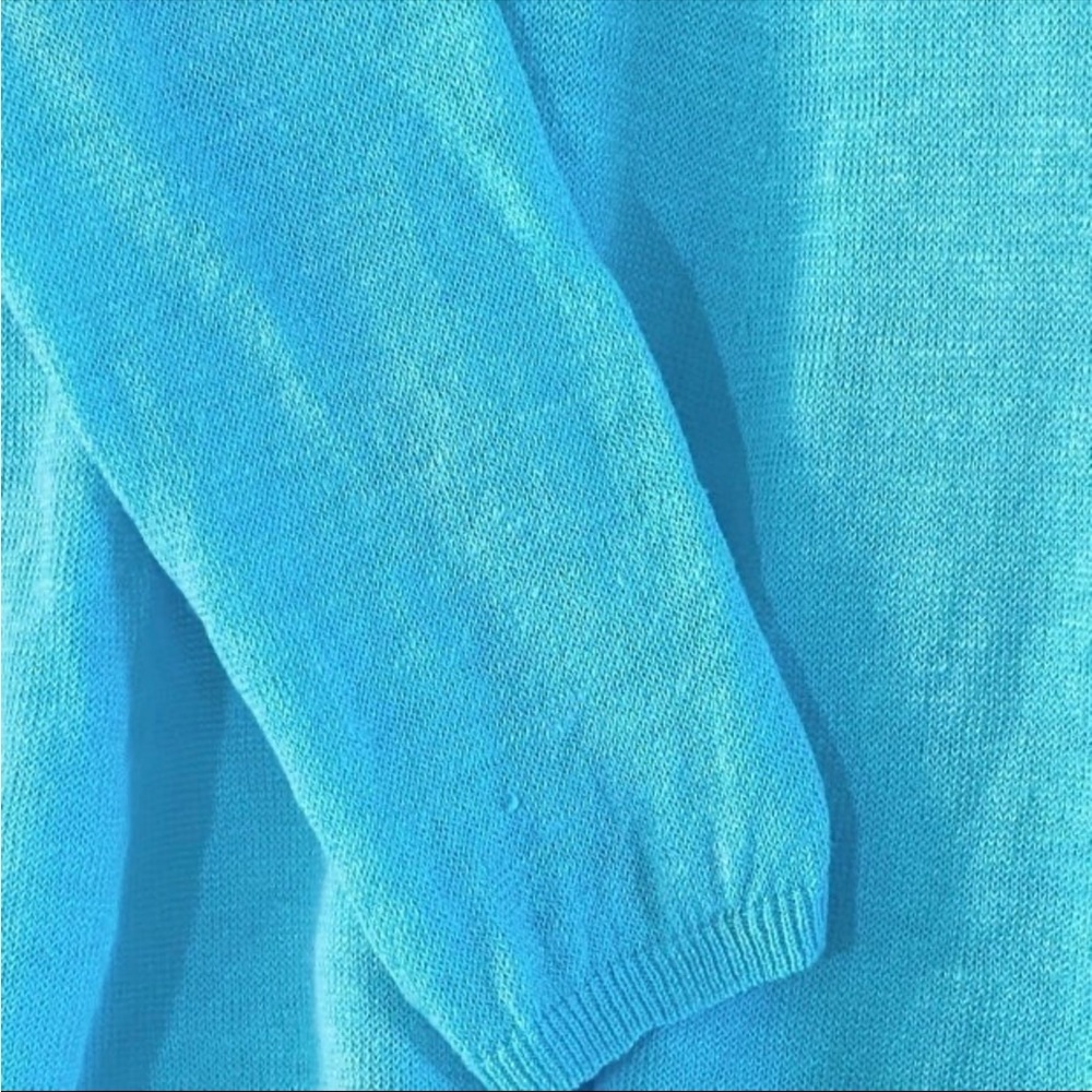 Eileen Fisher Blue Linen Cardigan XS Open Front Lightweight Relaxed Sweater - Picture 8 of 10